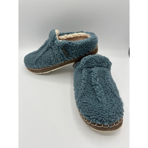 LL Bean Women's Sherpa Slippers Fleece Lined Blue Cozy Winter Loafers Size 7 - Picture 7 of 10